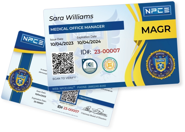 medical office manager card and certificate