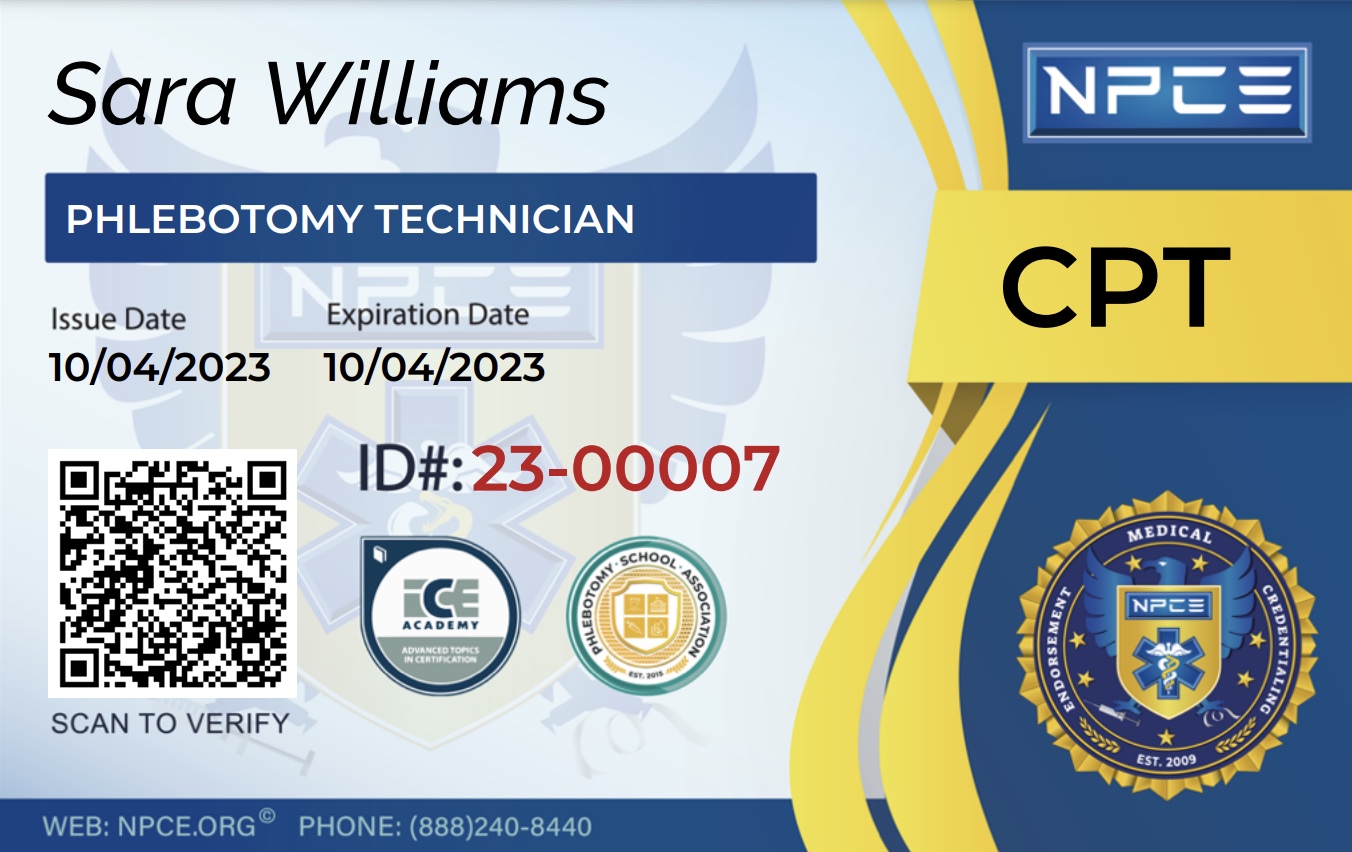 Phlebotomy Technician Card